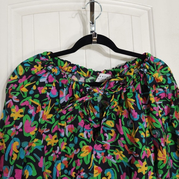 Tanya Taylor Womens Top Isla Painterly Puff Lantern Sleeve Multicolor Blouse M - Picture 7 of 12